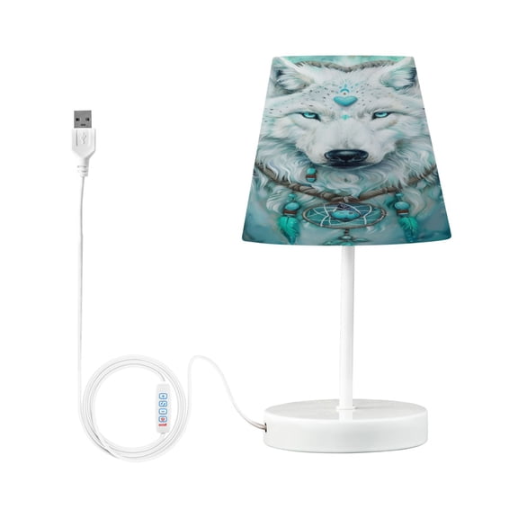 LED Desk Lamp Wolf with Heart Ring Table Nightstand Lamps with 3 Color Temperatures for Home Bedroom Living Room Decor 6x11