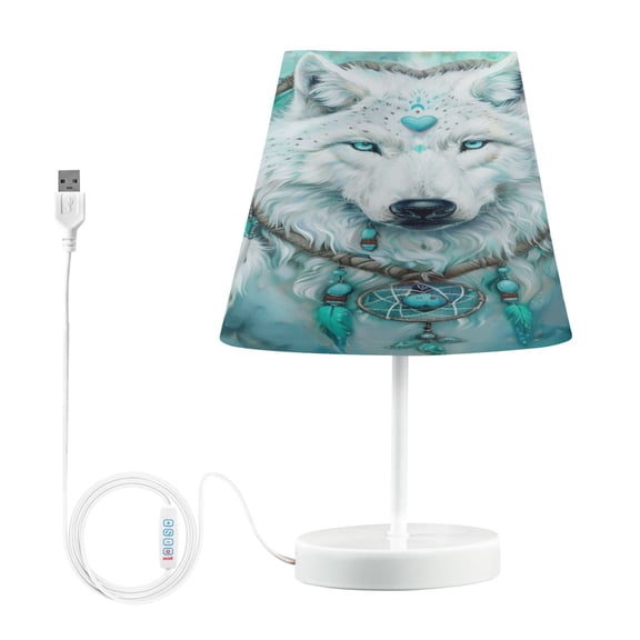 LED Desk Lamp Wolf with Heart Ring Table Nightstand Lamps with 3 Color Temperatures for Home Bedroom Living Room Decor 8x12