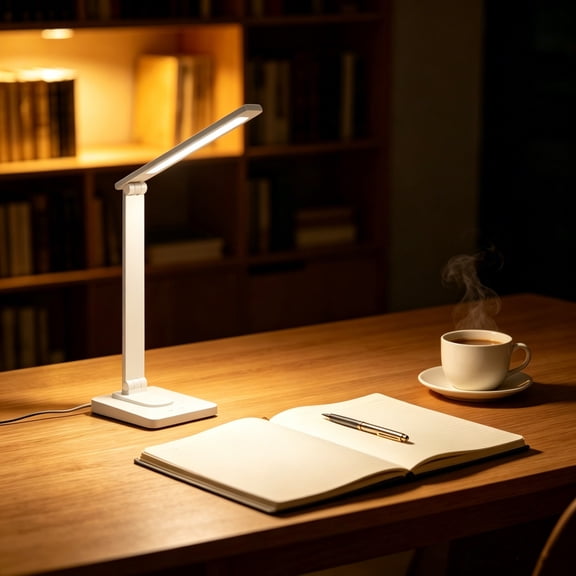 LED Desk Lamp with Aluminum Alloy Body, Foldable Plug in Work Light for Reading and Studying, Eye Caring Task Lamp for Home Office and Workspace