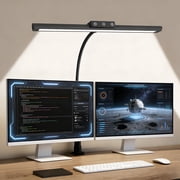 LED Desk Lamp with Double Head, 10W Adjustable Swing Arm Desk Light, 5-Level Dimmable Eye-Caring Desk Lamp for Home Office, Reading, Study