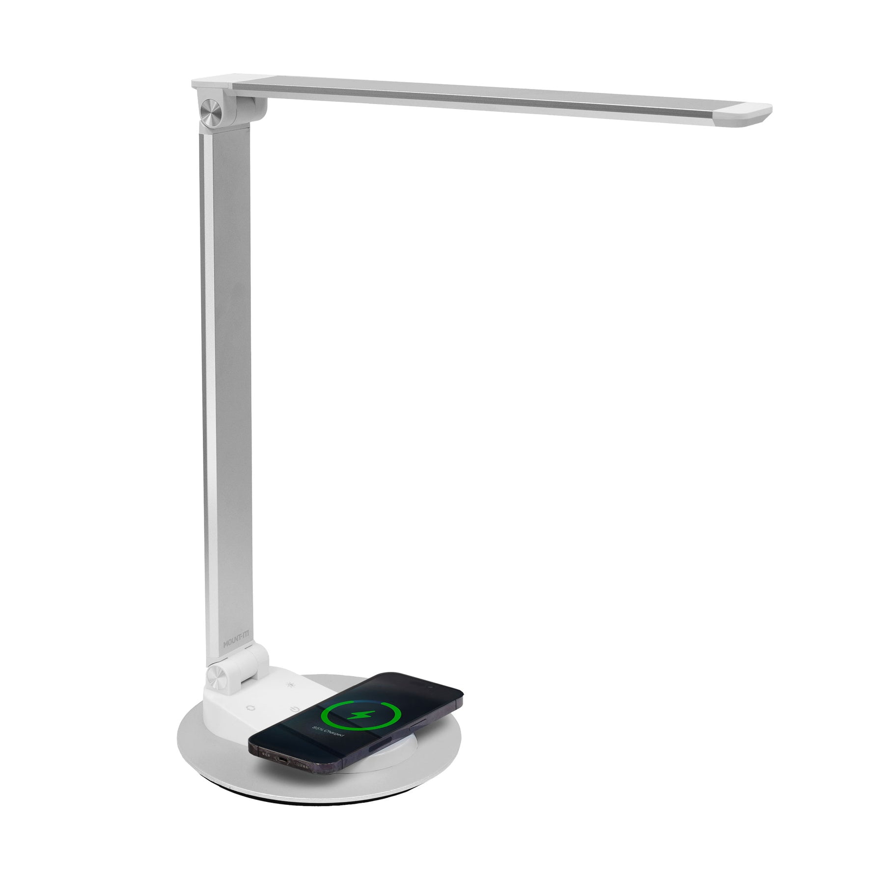 Silver Adjustable LED Desk Lamp with Touch Sensor and USB-C