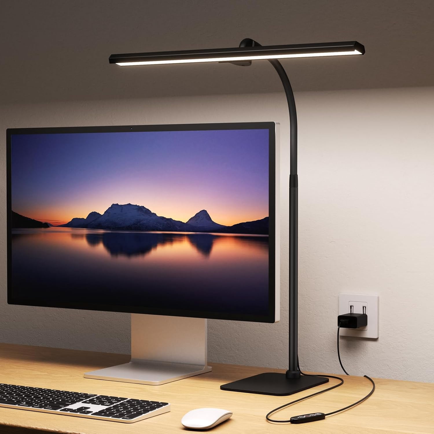 LK LISA KON LED Desk Lamp – Dimmable Eye-Caring Light With Clamp, 3 Color Modes For Nails & Reading