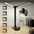 LED Desk Lamps for Home Office,【𝟮𝟬𝟮𝟯 𝙐𝙥𝙜𝙧𝙖𝙙𝙚𝙙】Foldable Double Head Desk Lamps with Wireless