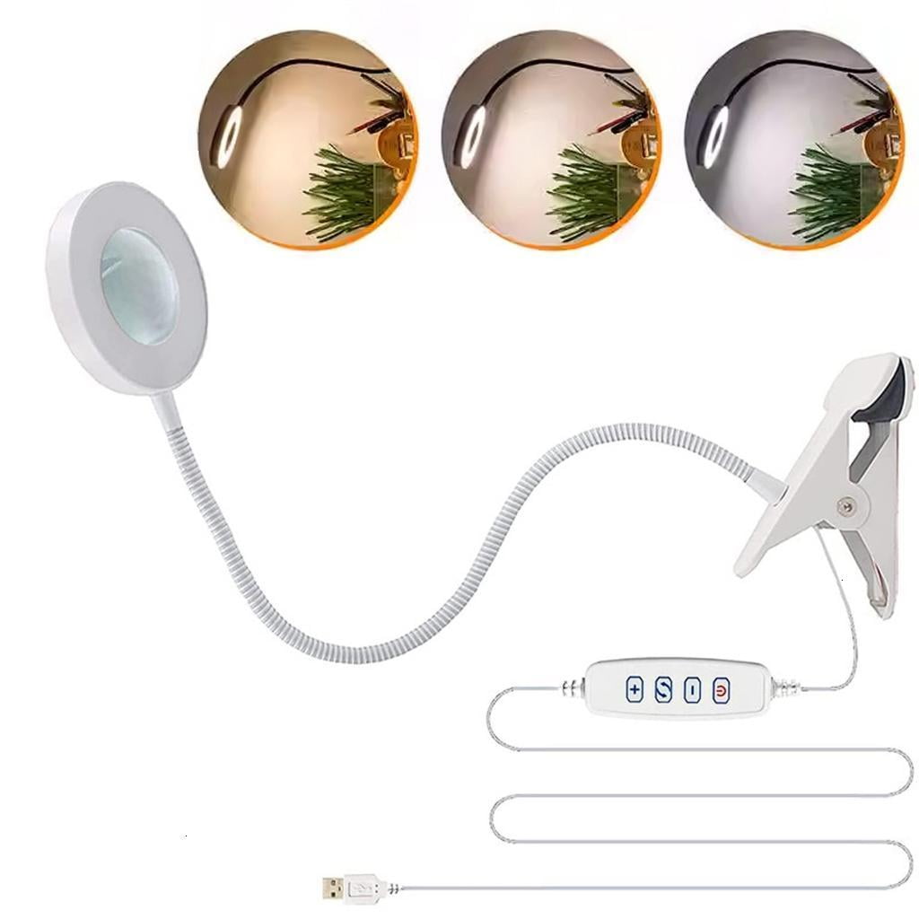 LED Desk Magnifiers 360 Adjustable Neck Strong Clamps for Reading Crafts Use