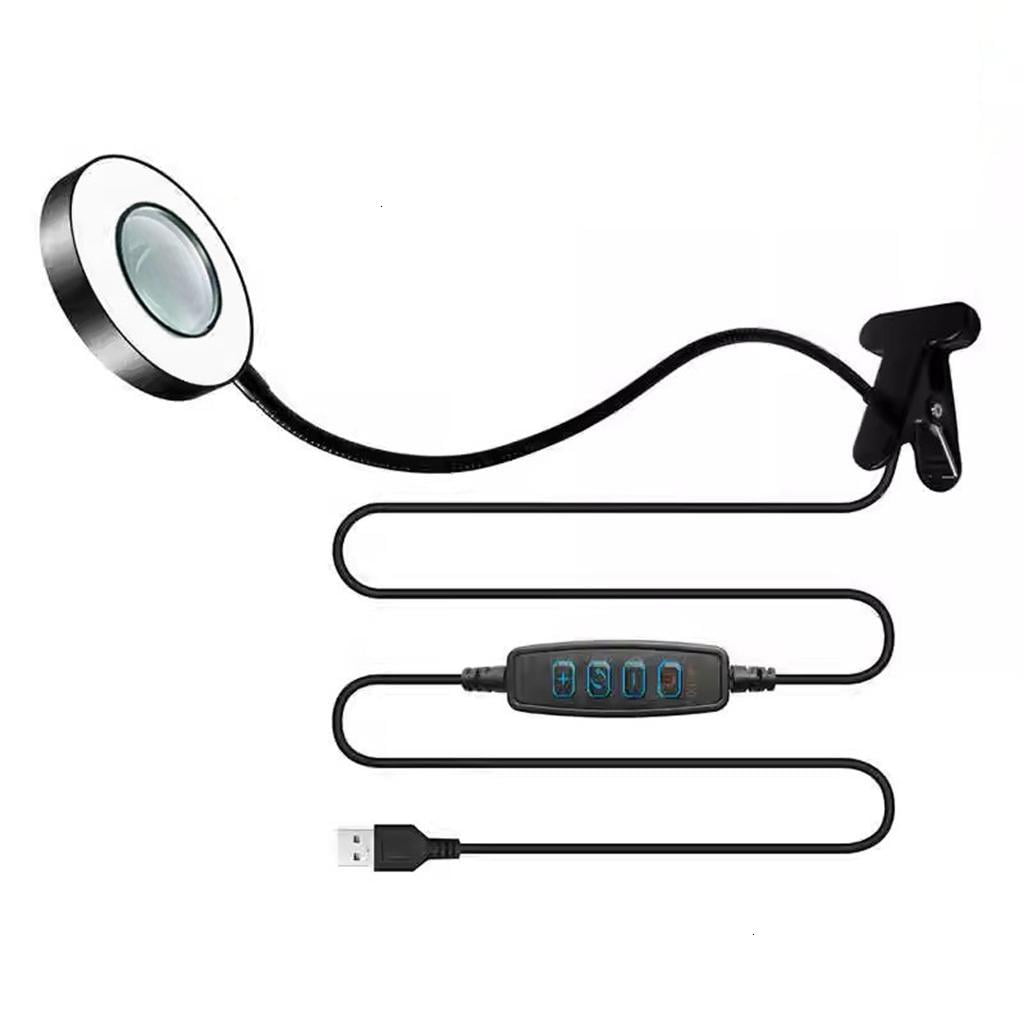 LED Desk Magnifiers 360 Adjustable Neck Strong Clamps for Reading Crafts Use