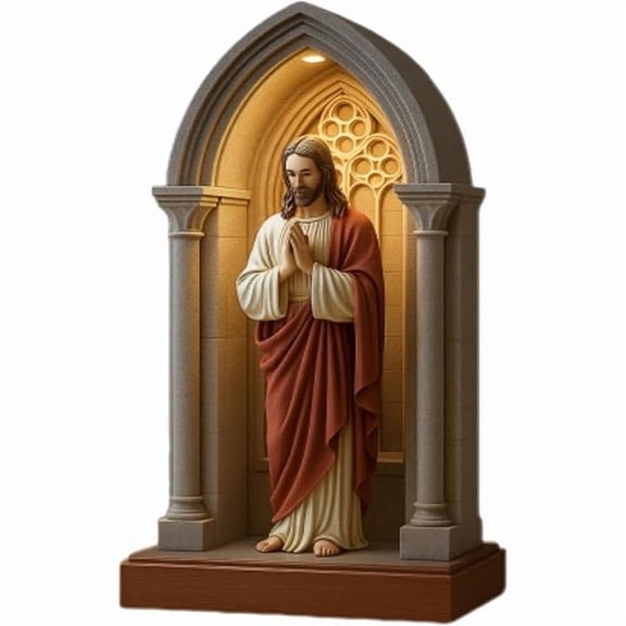 LED Devotional Table Lamp, Christian Figure Statue Decorative Night Light, Handmade Catholic Decorative Table Lamp, Christian Worship Led Prayer Lights, Prayer Supplies