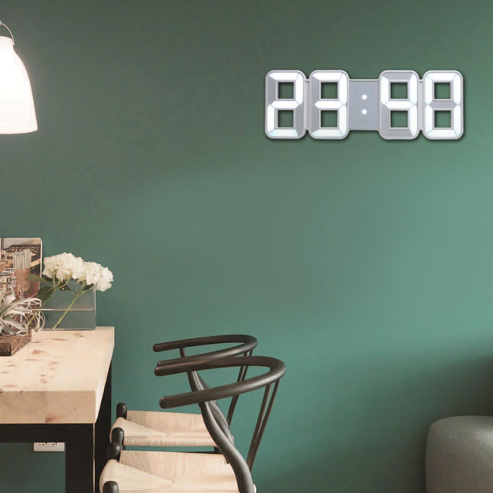 LED Digital 3D Desk Wall Hanging Alarm Clock with Date Temperature