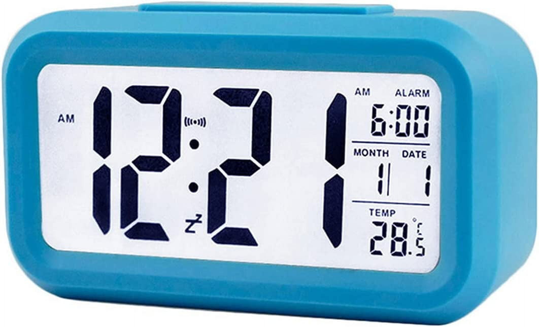 LED Digital Alarm Clock Backlight Snooze Mute Calendar Desktop Electronic Bcaklight Table Clocks Desktop Clock (Blue)