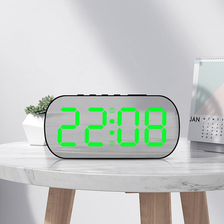 LED Digital Alarm Clock With Temperature, Calendar, 7 Colors & Remote - Big Display