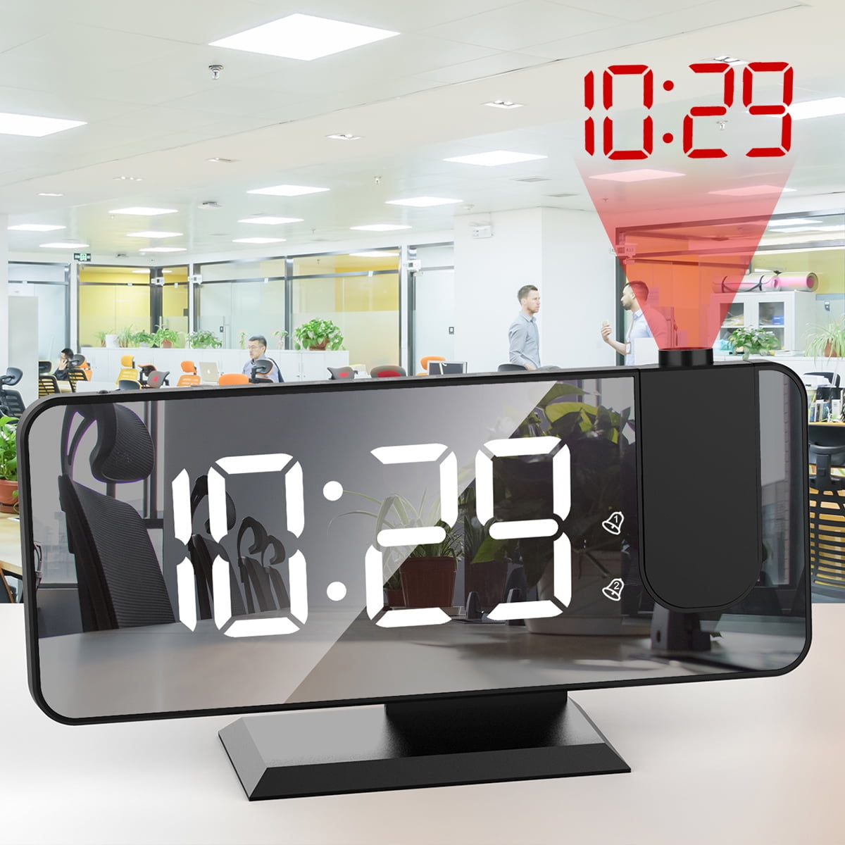 LED Digital Alarm Clock LED Electric Alarm Clock Large Display Mirror