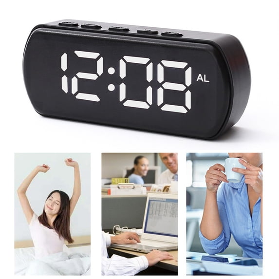 LED Digital Alarm Clock - Large Display with Dual Alarm, Night Mode & Voice Wake-Up, Battery Backup, White Desktop Clock for Bedroom/Kitchen (4.5 Inch)