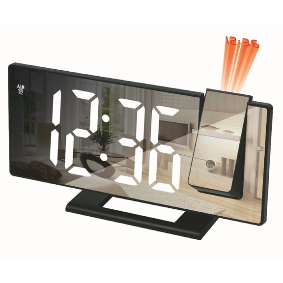 LED Digital Alarm Clock Projection Clock Ceiling with Time Temperature Display Backlight Snooze Clock for Home Bedroom