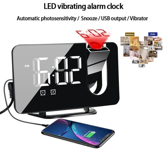 LED Digital Alarm Clock Projection Clock Projector Ceiling Clock with Time Temperature Display Backlight Snooze Clock for Home, Projection Clocks For Bedroom, Smart Home Device, Home Decor