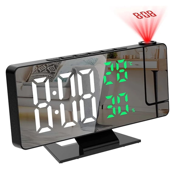 LED Digital Alarm Clock Projection Clock Projector Ceiling Clock with Time Temperature Display Backlight Snooze Clock for Home