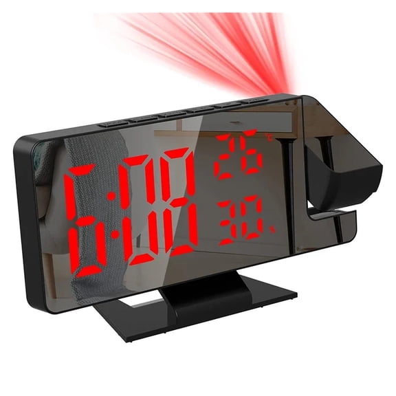 LED Digital Alarm Clock Projection Clock Projector Ceiling Clock with Time Temperature Display Backlight Snooze Clock for Home