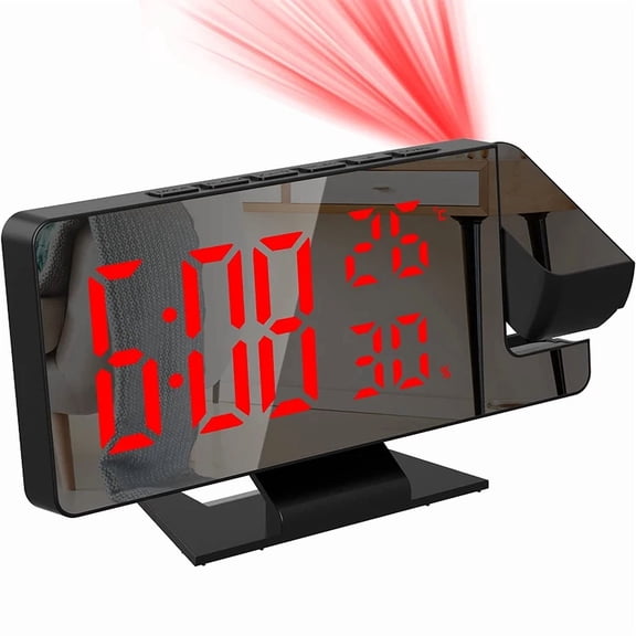 LED Digital Alarm Clock, Projection, Time Temperature Display, Backlight, Snooze