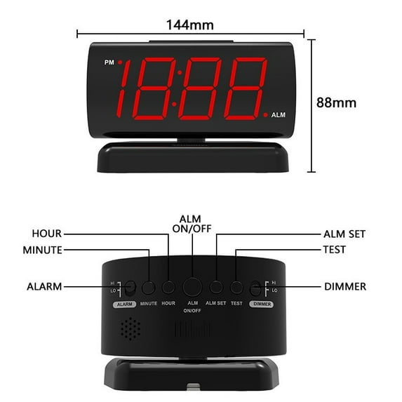 LED Digital Alarm Clock, Swivel Base Alarm,1.8-inch display screen Clock,Elderly-Friendly