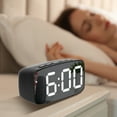 thumbnail image 1 of LED Digital Alarm Clock with Snooze, 12/24H Time, Temperature Display, Stereo Green Red Mirror White, 1 of 6
