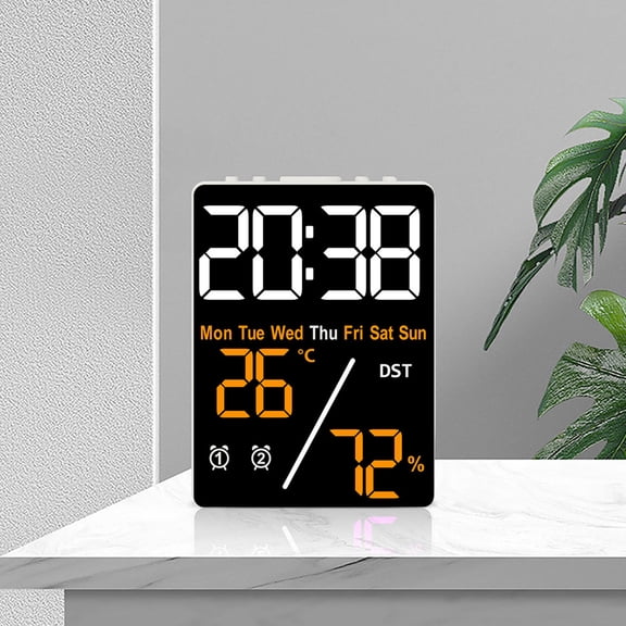 LED Digital Alarm Clock with Temperature and Humidity, Auto Dimming Adjustable Brightness, Dual Alarm, Date Week Display for Bedroom Nightstand