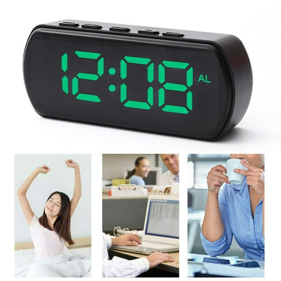 LED Digital Alarm Clock with Voice Activation | Large Display, 5 Brightness Levels, Night Mode | Desktop Bedside Clock for Home, Study, Kitchen