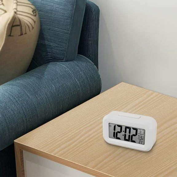 LED Digital Alarm Clocks Electronic Digital Alarm Screen Desktop Table Clocks For Home Office Backlight Snooze Calendar Clocks White Smile Home