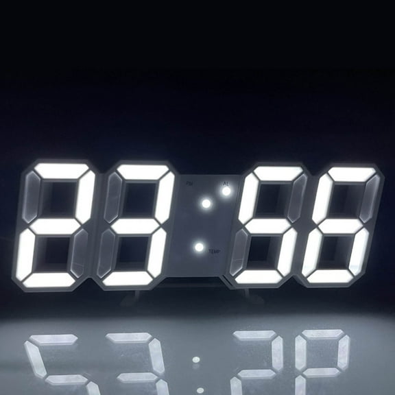 LED Digital Clock, Czzoypi Glowing Night Mode Adjustable Wall Clock, Large Display Remote Control Electronic Table Clock with Temperature Alarm USB Powered, White