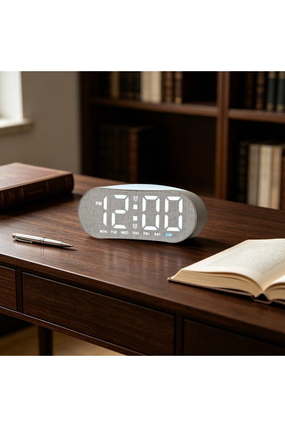LED Digital Clock with Temperature Monitoring and Date Function, Adjustable Brightness Alarm Clock with DST Feature, Modern Electronic Timepiece for Home, Office, and Living Spaces