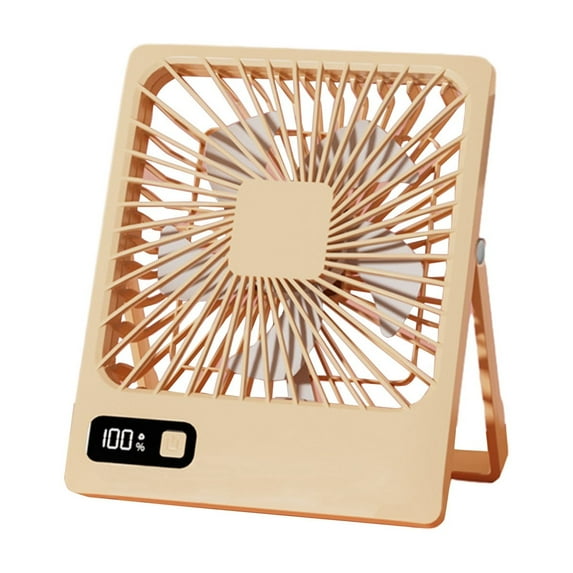 LED Digital Display Battery Rechargeable Table Fan 180 Degree Foldable Portable Fan 5 Level Adjustable Suitable For Home Office Travel Outdoor Use