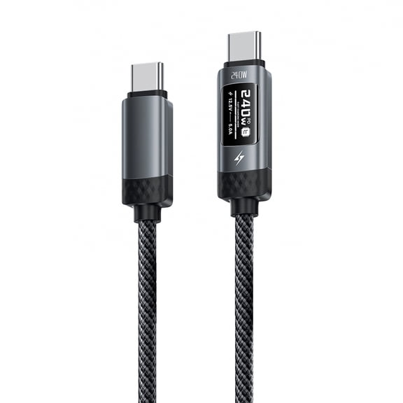 LED Digital Display USB C Cable for 240W Power Charging and USB2.0 Data Transfer Supporting Various Electronics