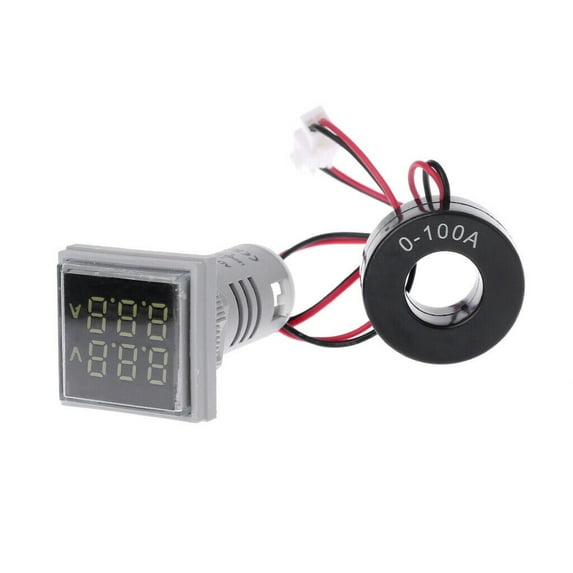 LED Digital Dual Display Voltage & Current Indicator Ammeter Voltage Gauge Meter AC 60-500V 0-100A With Current Transformer