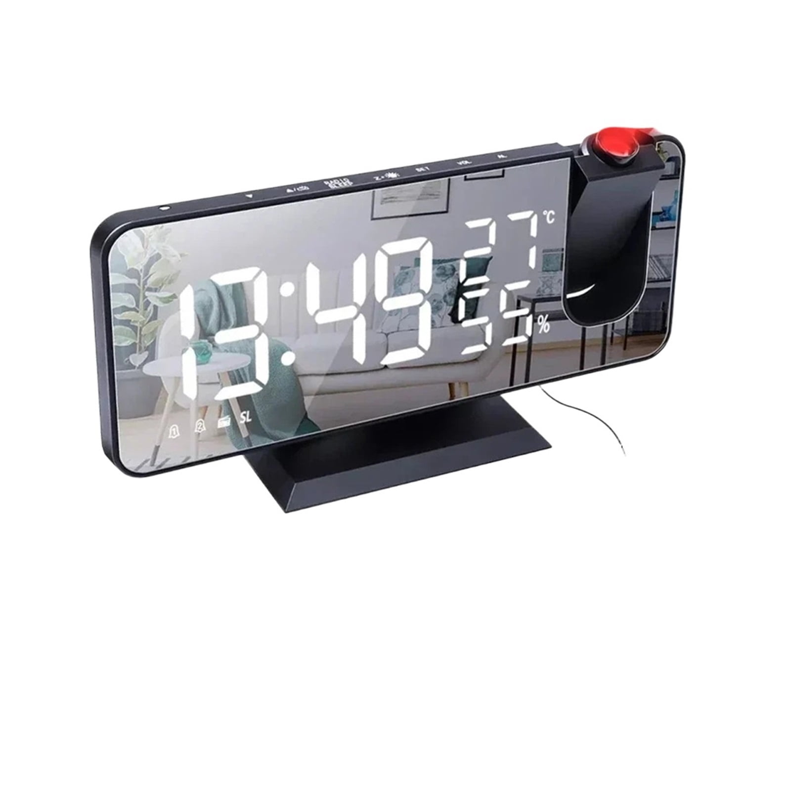 LED Digital Projection Alarm Clocks USB Electronic Ceiling Projector Alarm Clock with FM Radio for Bedroom Bedside Desktop Clock