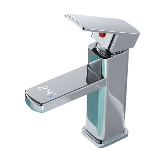 LED Digital Temperature Mixer Tap Smart Deck Mounted Bathroom Faucet Sink Basin Hot Cold Water Tap -Modern Design