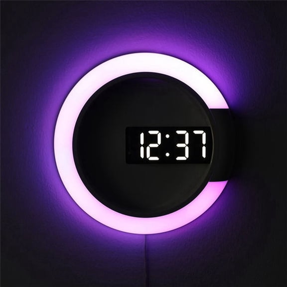 LED Digital Wall Clock Display Temperature 7 Colors 3D Bedroom Living Room Decoration Mirror Alarm