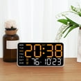 thumbnail image 1 of LED Digital Wall Clock with Large Display, Alarm, Calendar, Temperature - 8.46" x 4.33" - USB Powered, Adjustable Brightness for Home Desk Bedroom UKHBMC | Orange, 1 of 9
