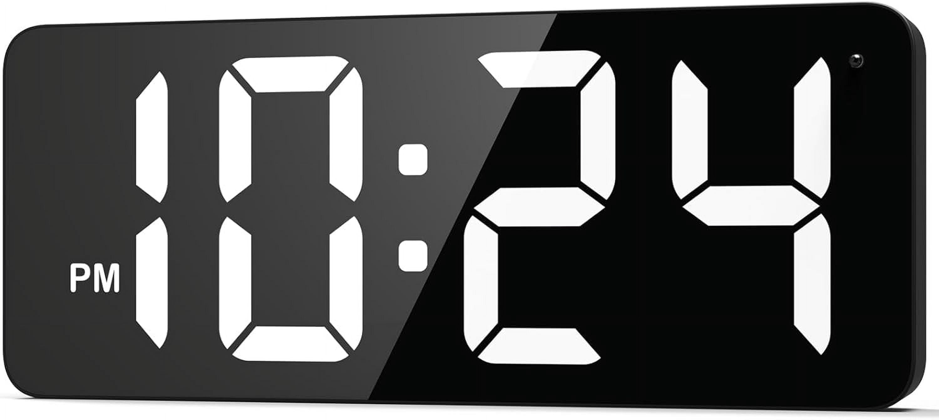 LED Digital Wall Clock with Large Display, Big Digits, Auto-Dimming, 12 ...