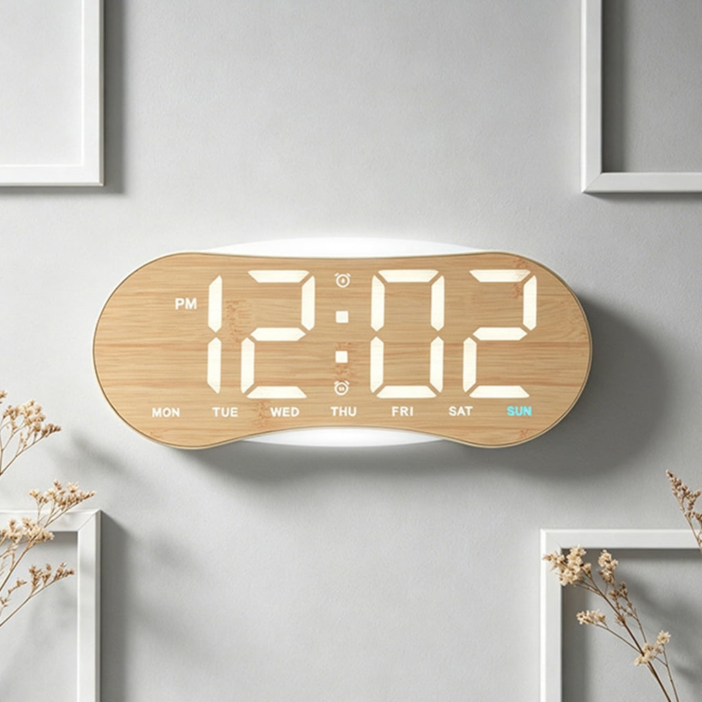 LED Digital Wall Clock Large Display,Temperature Auto Dimming Date ...