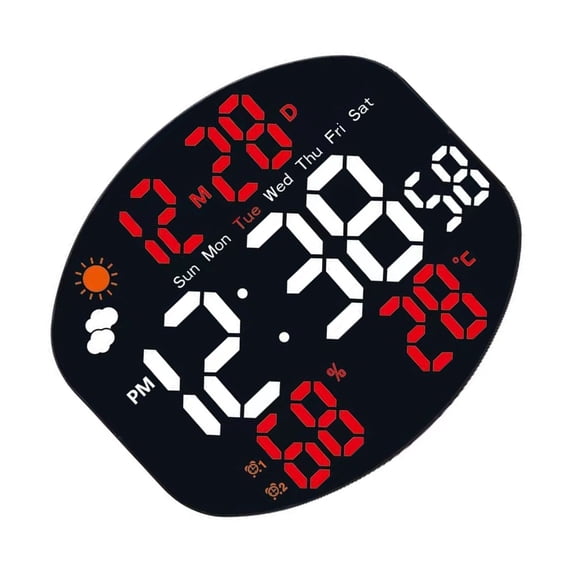 LED Digital Wall Clock Large Display USB Power Alarm Clock Remote Control Auto Brightness Temperature Humidity Date Timer