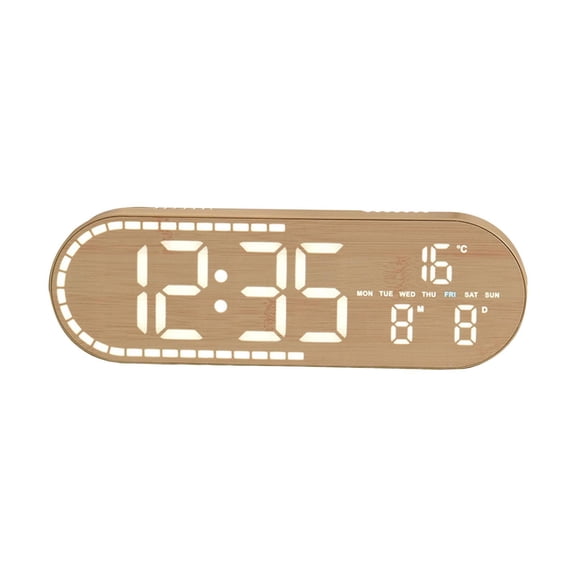LED Digital Wall Clock Minimalist Desk Table Clock Silent Modern Wood Grain for Living Room Classroom