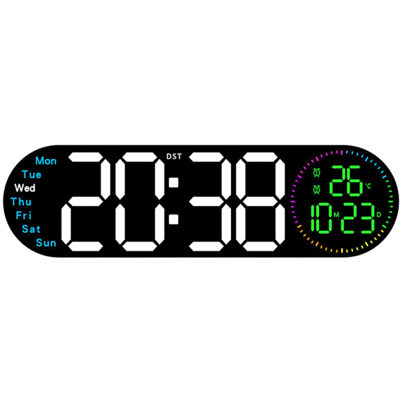 LED Digital Wall Clock with Dual Alarm Temperature Display Countdown Timer Night