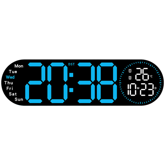 LED Digital Wall Clock with Dual Alarm Temperature Display Countdown Timer Night