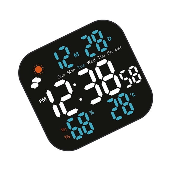 LED Digital Weather Clock with Date and Day of Week Humidities Desk Clock Bedroom Alarm Clocks for Living Room