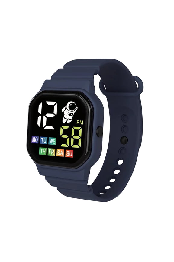 LED Digital Wrist Watch 1.6 Inch Square HD Large Display Bracelet Watch Adjustable Silicone Strap Multi-function Date Week Calendar Sports Watch Gift,Dark Blue