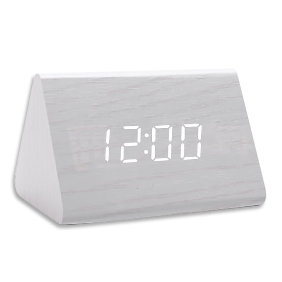 LED Digitaler Wecker, Tischuhr Uhr Digital mit 3 Alarmen, USB Wiederaufladbar, Helligkeit und Lautstärke Einstellbar-white