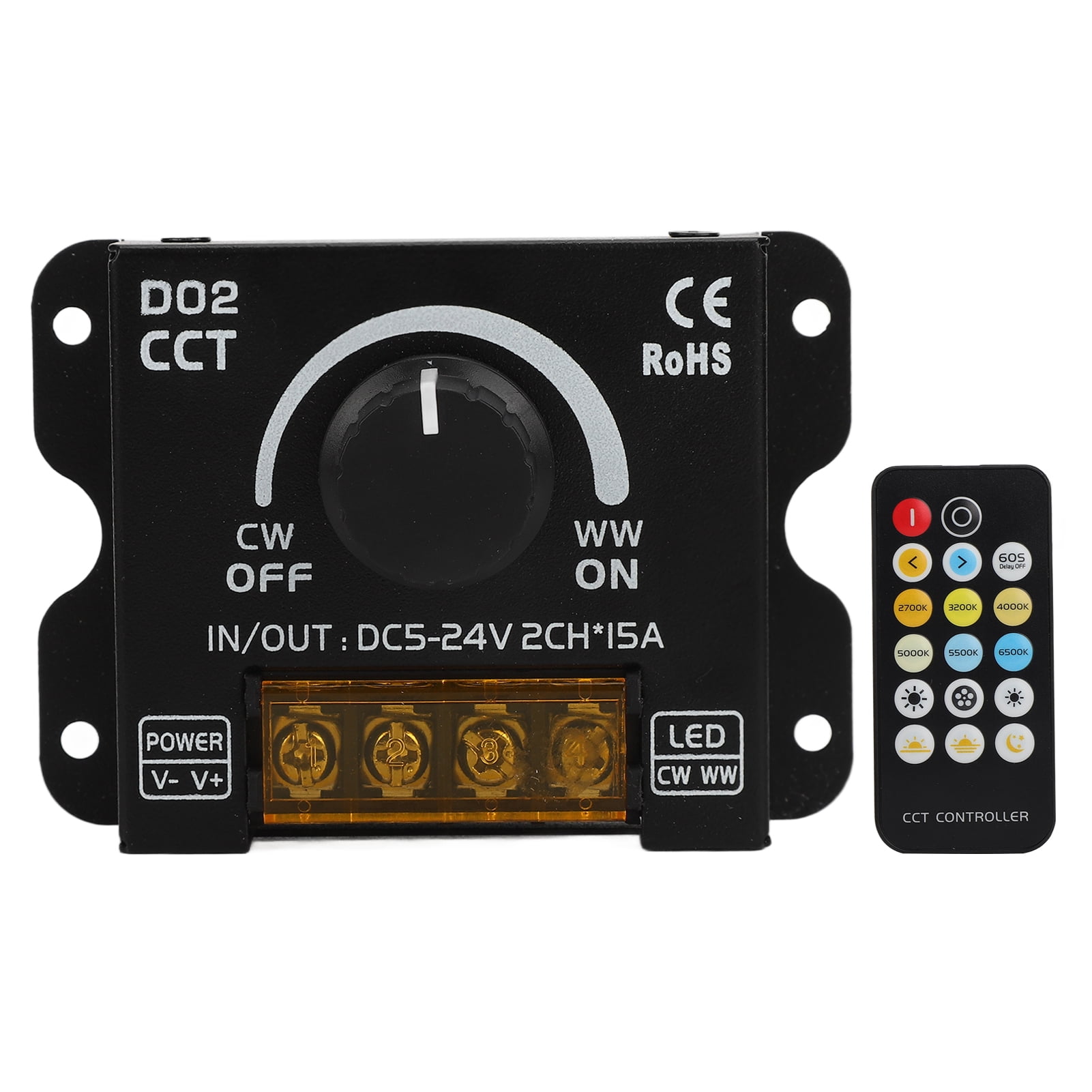 LED Dimmer 2 Channel 360 Degree Encoder Color Temperature Knob LED Light Strip Dimmer with