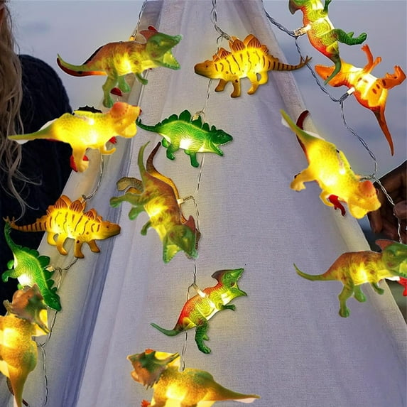 LED Dinosaur String Lights Decorations Battery Operated Dinosaur Lights String Bedroom Decor Tent Garden Patio Decoration Holiday Party Decoration