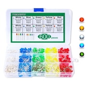 LED Diode Assortment Kit 600Pcs 3mm 5mm Round Diffused Electronic Components for Arduino Raspberry Pi PCB Projects