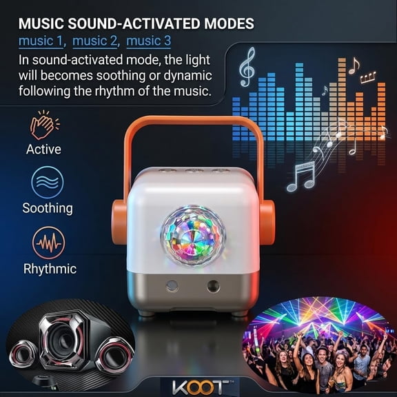 LED Disco Ball Party Light, Sound Activated Stage Strobe Lights with Pattern Projector, Laser Projection Light with Remote Control for Indoor Home Dance, Birthday, Club, Bar, Karaoke, Xmas