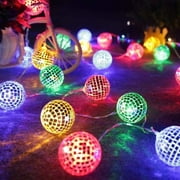 LED Disco Ball String Light Christmas Tree Decorations Battery Operated Mirror LED Ball Lights Party Favors for Wedding Holiday Decor