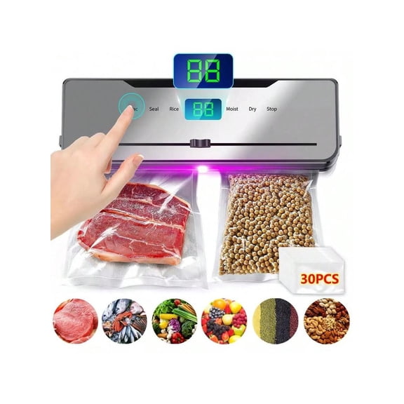 LED Display Commercial Vacuum Sealer Machine Seal A Meal Food Saver System +Bags