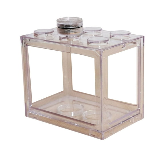 LED Display Fish Tank Small Desktop Aquarium Starter Kit with Lid for Snail Tropical Fish